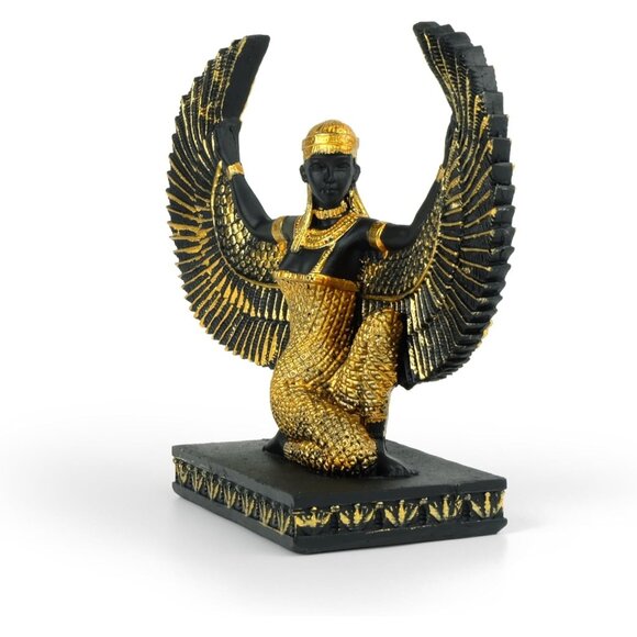 Open Wings Kneeling Egyptian Isis Figurine Ancient Goddess Sculpture Decor - Picture 5 of 6